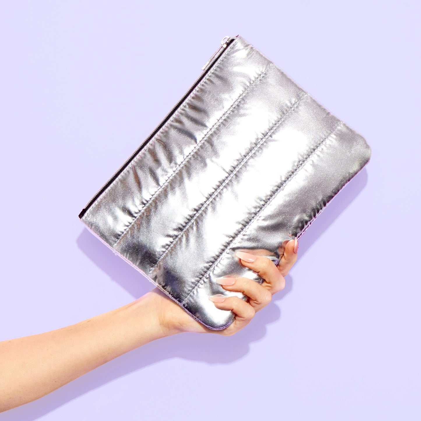 Silver Puffer Bag